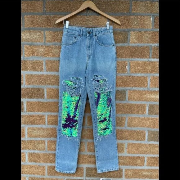 The Ragged Priest sequin distress jeans size 28 - Picture 1 of 11